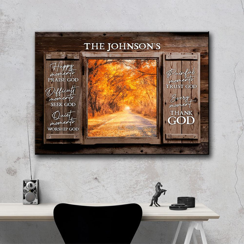 Autumn Road Color Wood Shutters Premium Canvas Saying 8