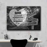 Autumn Road Heart - God Blessed Multi-Names Premium Canvas