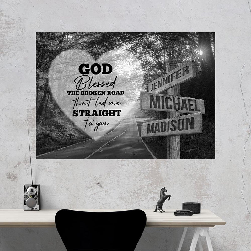 Autumn Road Heart - God Blessed Multi-Names Poster