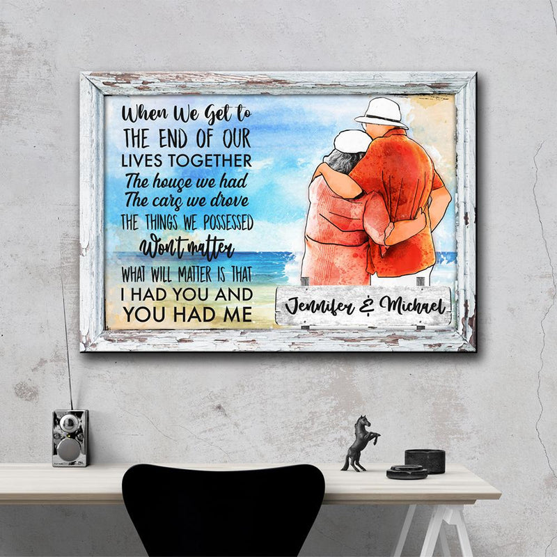 Old Couple Beach Premium Canvas