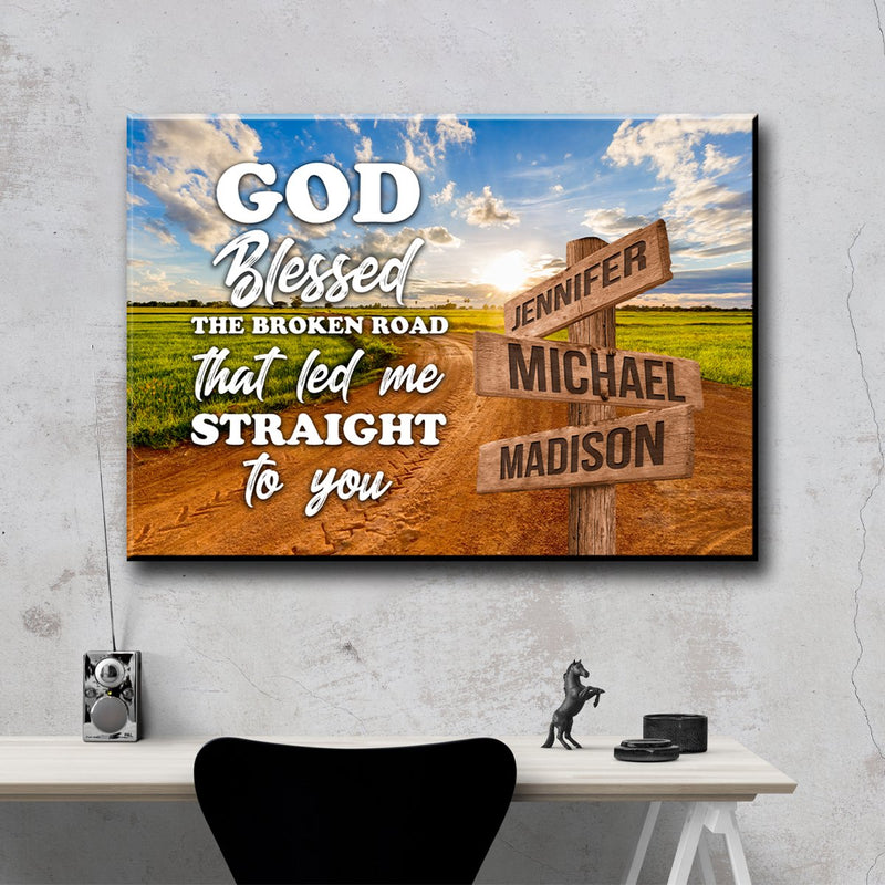 Dirt Road Color - God Blessed Multi-Names Premium Canvas
