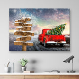 Christmas Old Truck Multi-Names Premium Canvas