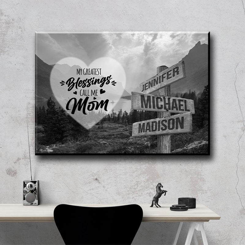 Mountain Range - Call Me Mom Multi-Names Premium Canvas