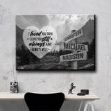 Mountain Range Heart Saying 1 Multi-Names Premium Canvas