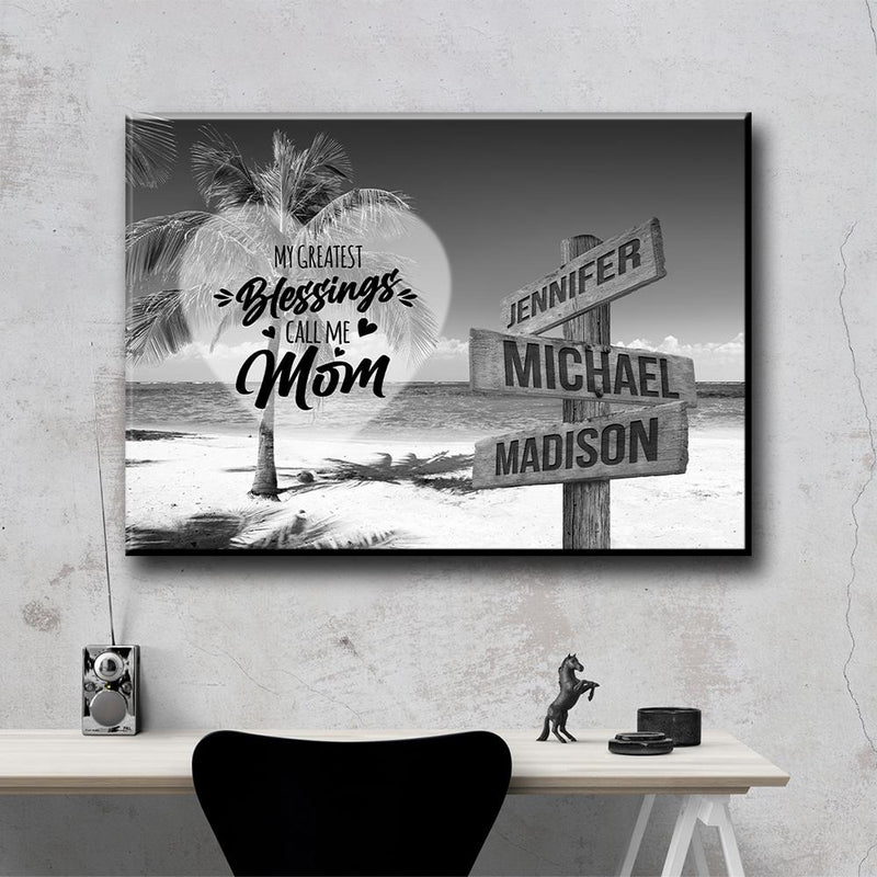 Ocean Breeze - Call Me Mom Multi-Names Premium Canvas