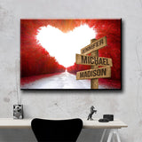 Red Heart Road Multi-Names Premium Canvas