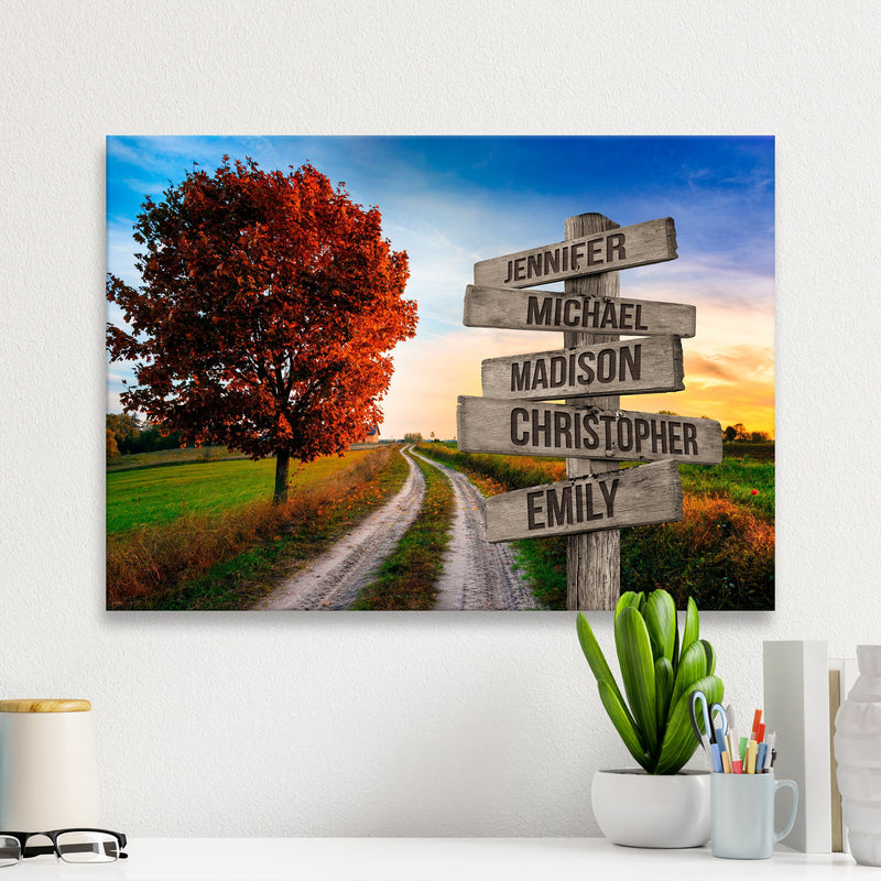 Autumn Country Road Multi-Names Premium Canvas