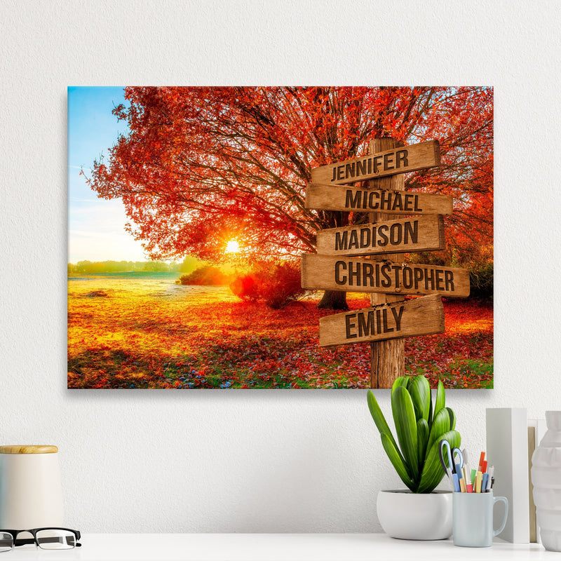 Autumn Big Oak Multi-Names Premium Canvas