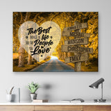 Autumn Yellow Road Saying 3 Multi-Names Premium Canvas