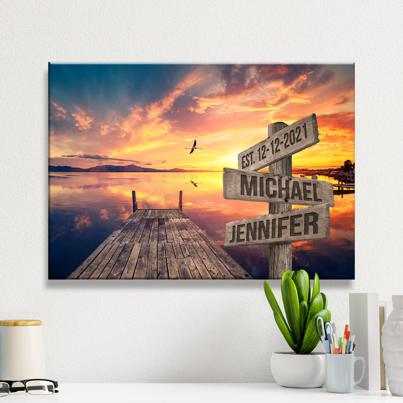 Sunset Dock Names Premium Canvas