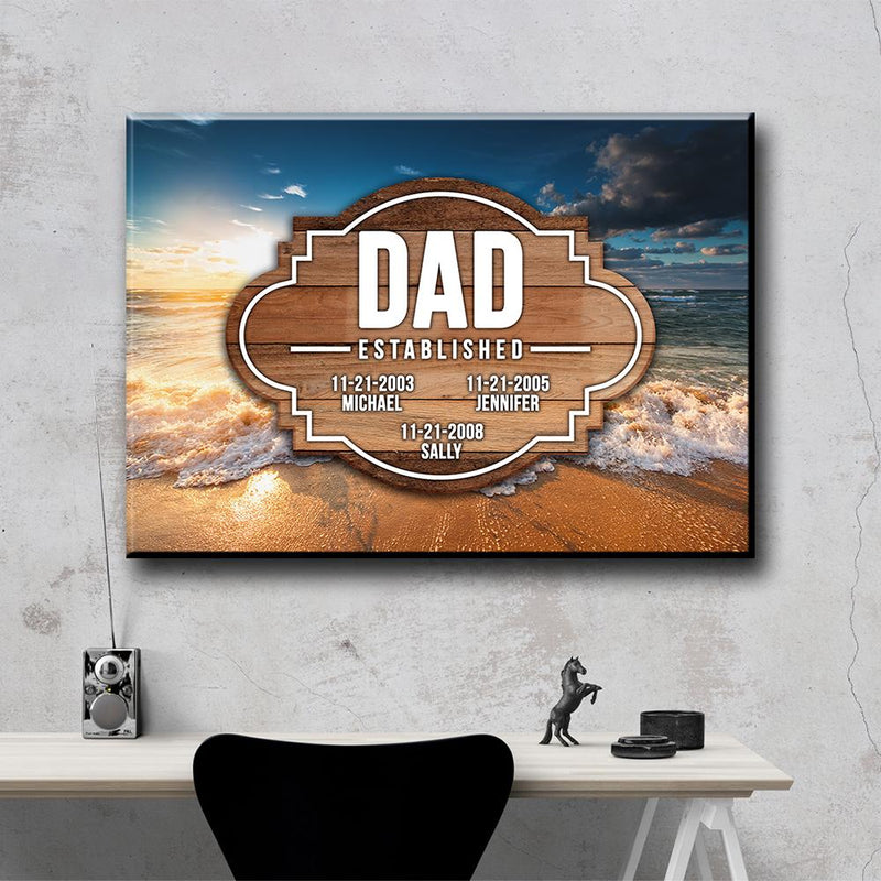 Ocean Sunset Dad EST Premium Canvas