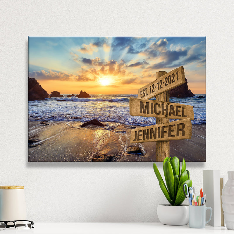 Ocean Sunset 2 Color Names Premium Canvas