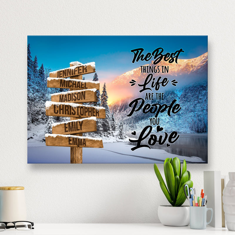 Winter Mountain Saying 3 Multi-Names Premium Canvas