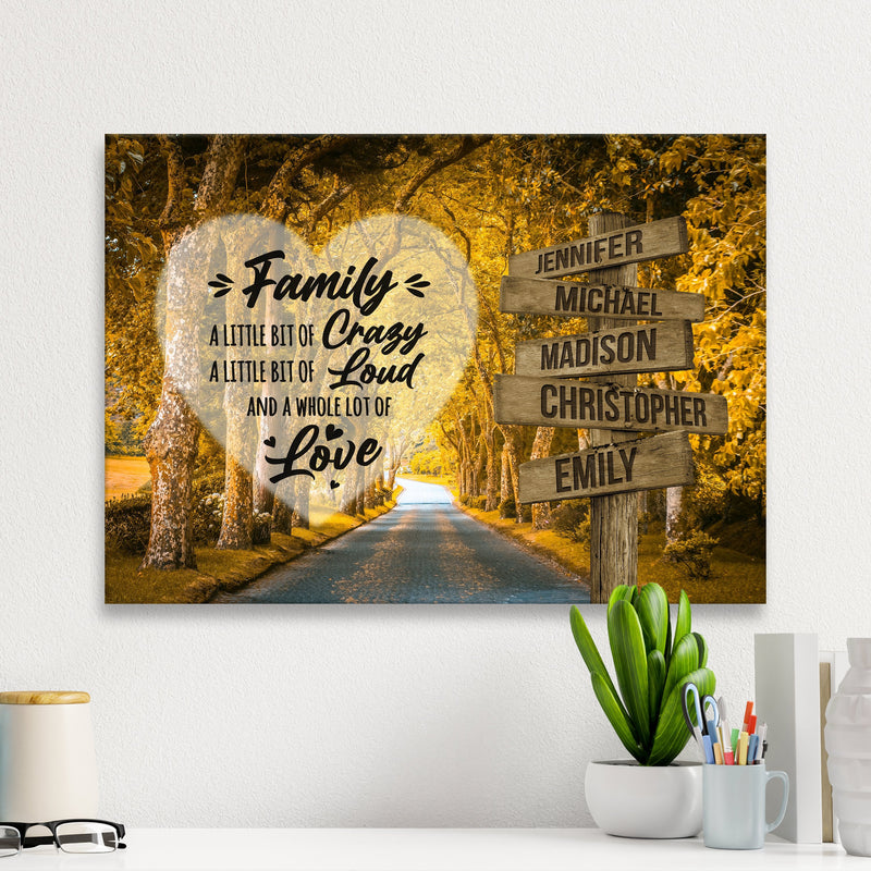 Autumn Yellow Road Saying 2 Multi-Names Premium Canvas