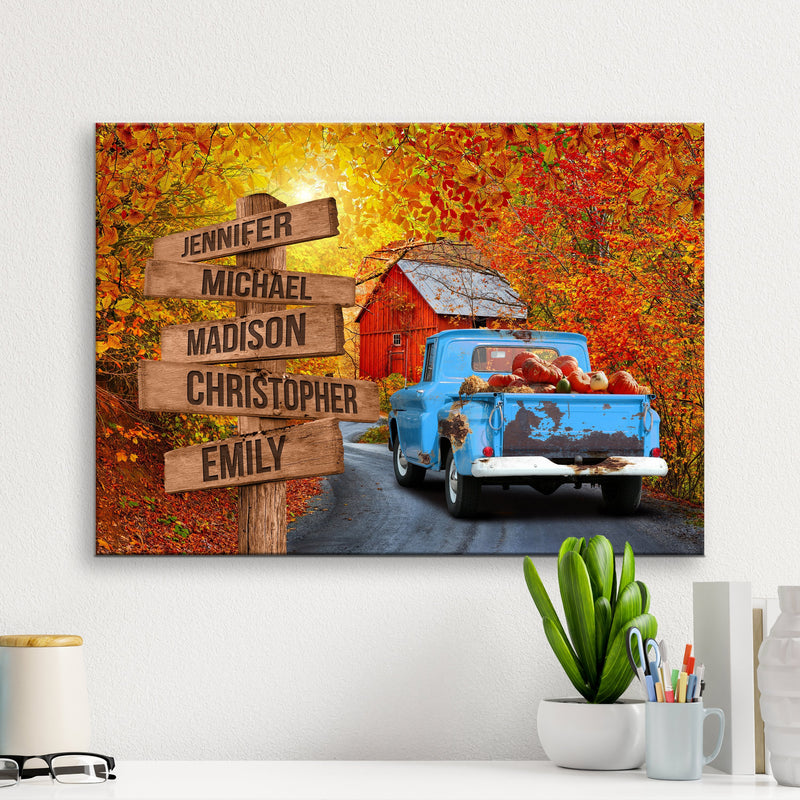 Old Truck Barn 2 Multi-Names Premium Canvas