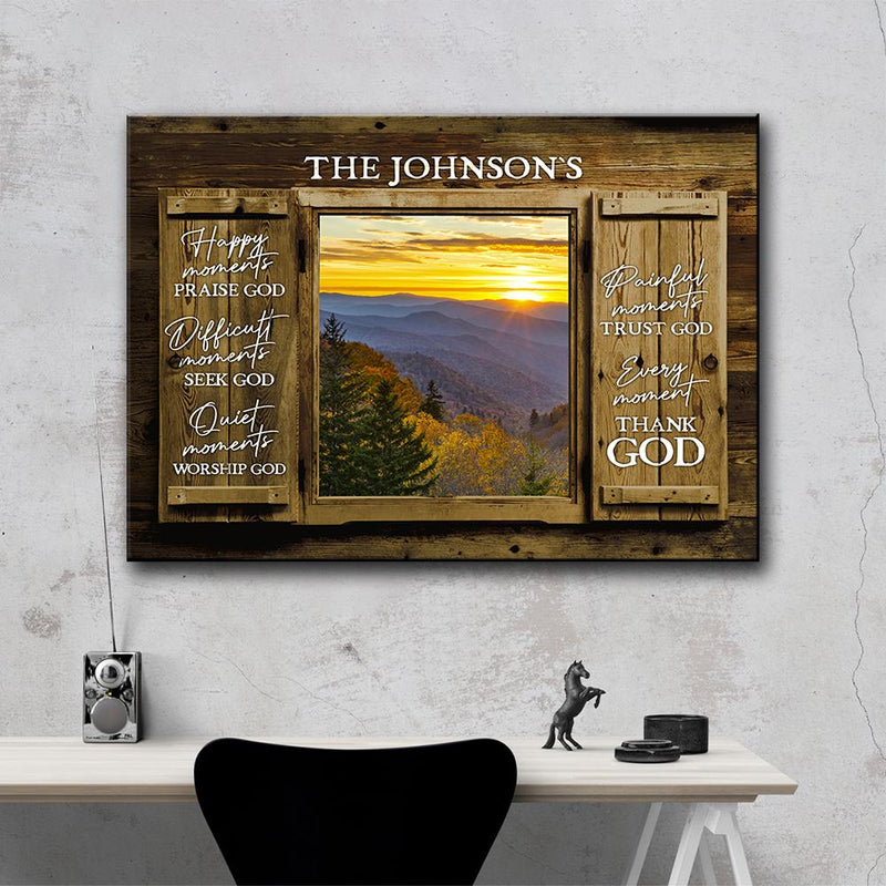 Smoky Mountain Color Wood Shutters Premium Canvas Saying 8