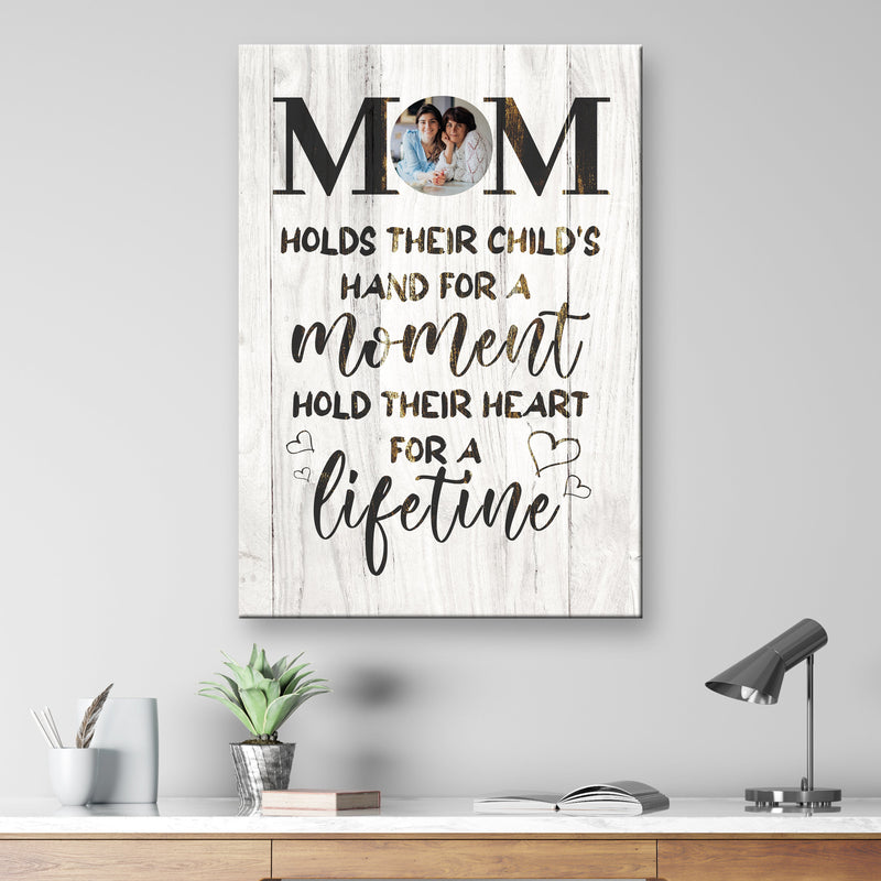 Mom Holds Hands and Heart Premium Canvas