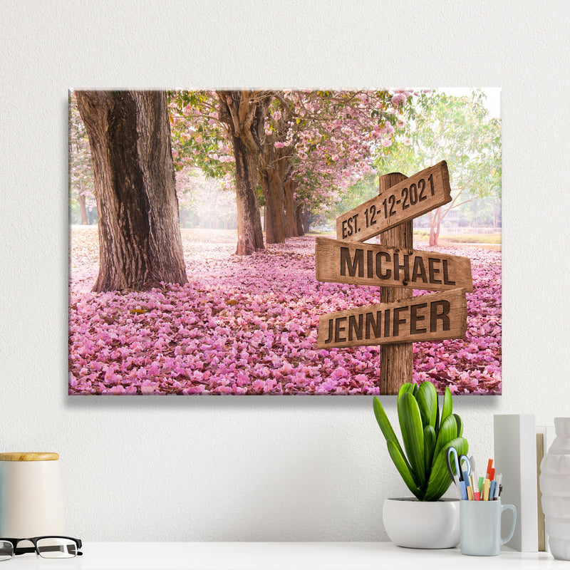 Pink Petal Lane Names Premium Canvas