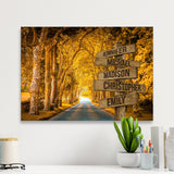 Autumn Yellow Road Multi-Names Premium Canvas