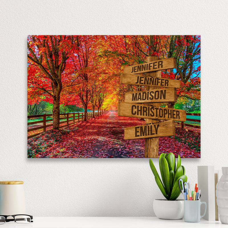 Autumn Red Road Multi-Names Premium Canvas