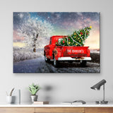 Christmas Old Truck Family Name Premium Canvas