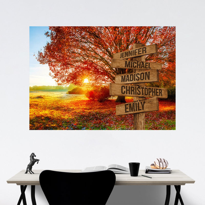 Autumn Big Oak Multi-Names Poster