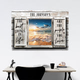 Ocean Sunset Color Wood Shutters Saying 3 Poster