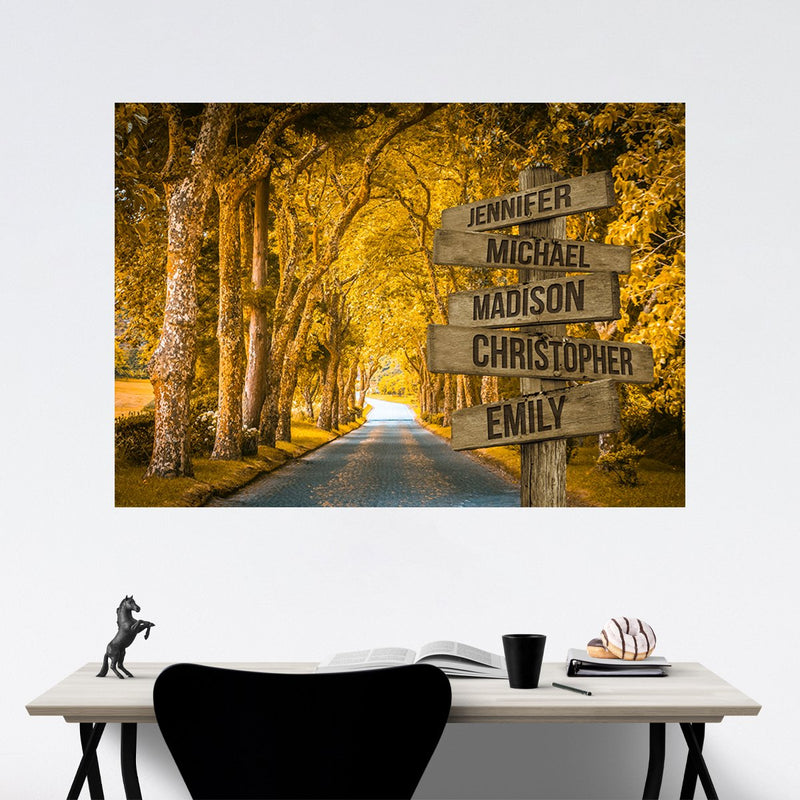 Autumn Yellow Road Multi-Names Poster