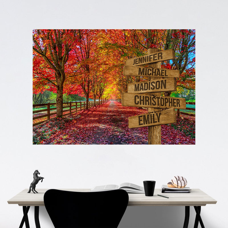 Autumn Red Road Multi-Names Poster