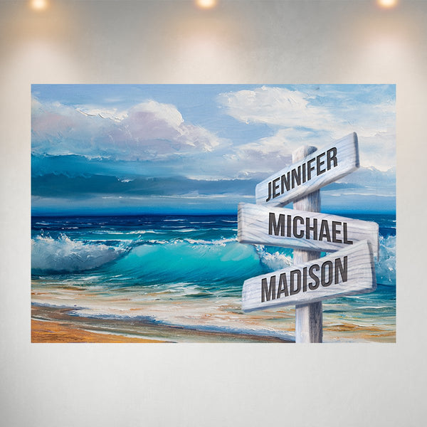 Beach Oil Painting Color Multi-Names Poster