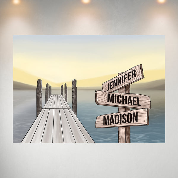 Lake Dock Art Color Multi-Names Poster