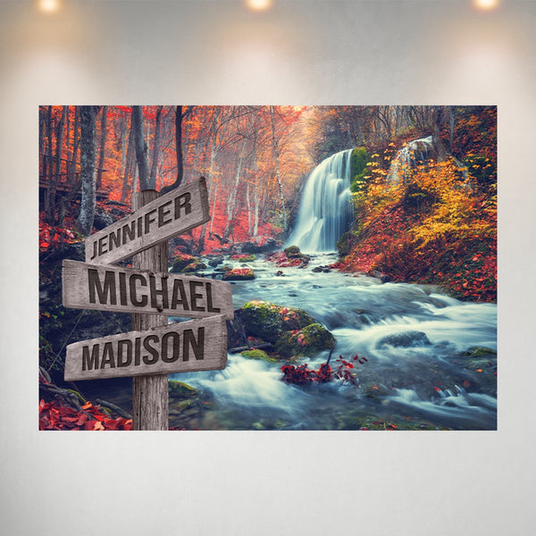 Waterfall Color Multi-Names Poster