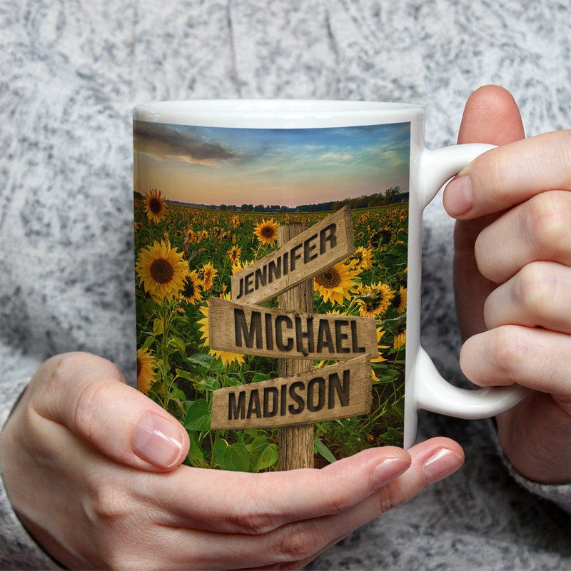 Sunflower Field Color Multi-Names Mug