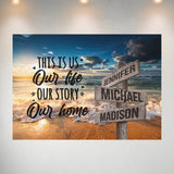 Ocean Sunset Color with Saying 7 Multi-Names Poster