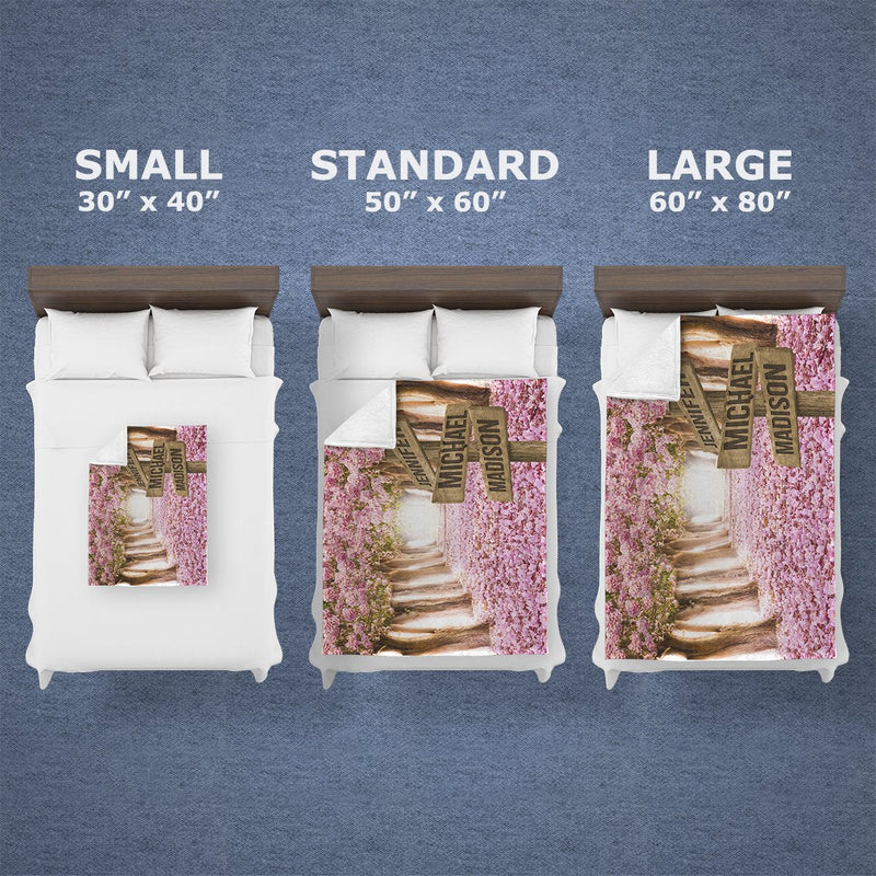 Pink Petal Road Multi-Names Fleece Blanket