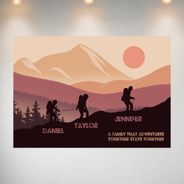 Family Adventures Brown Color Multi-Names Posters