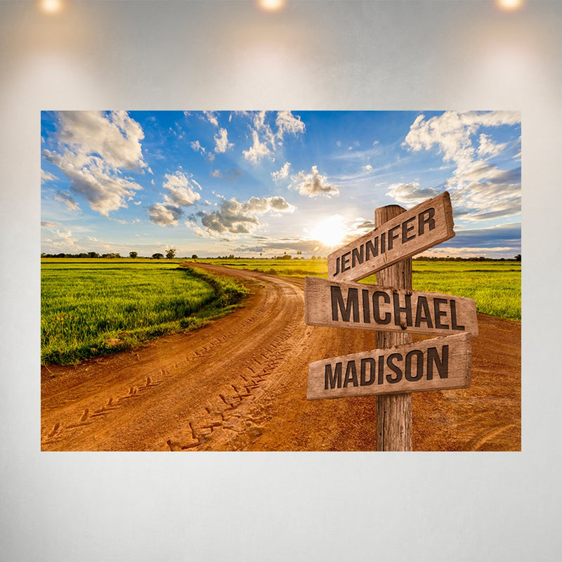 Dirt Road Color Multi-Names Poster