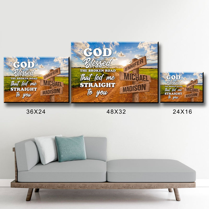 Dirt Road Color - God Blessed Multi-Names Premium Canvas