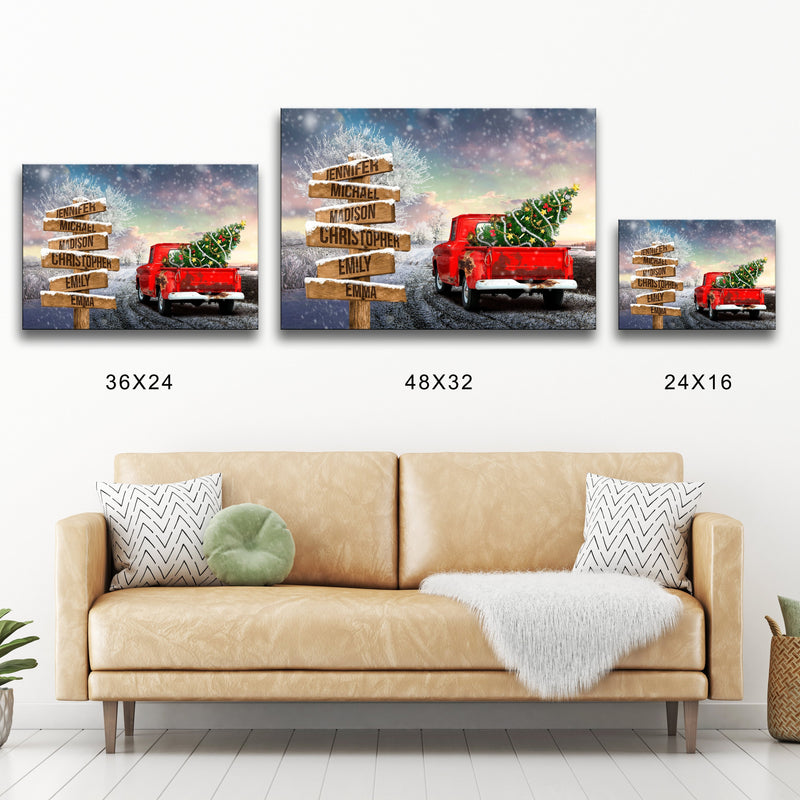 Christmas Old Truck Multi-Names Premium Canvas