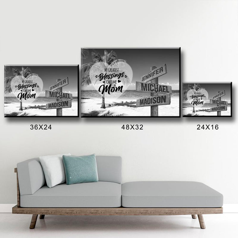 Ocean Breeze - Call Me Mom Multi-Names Premium Canvas