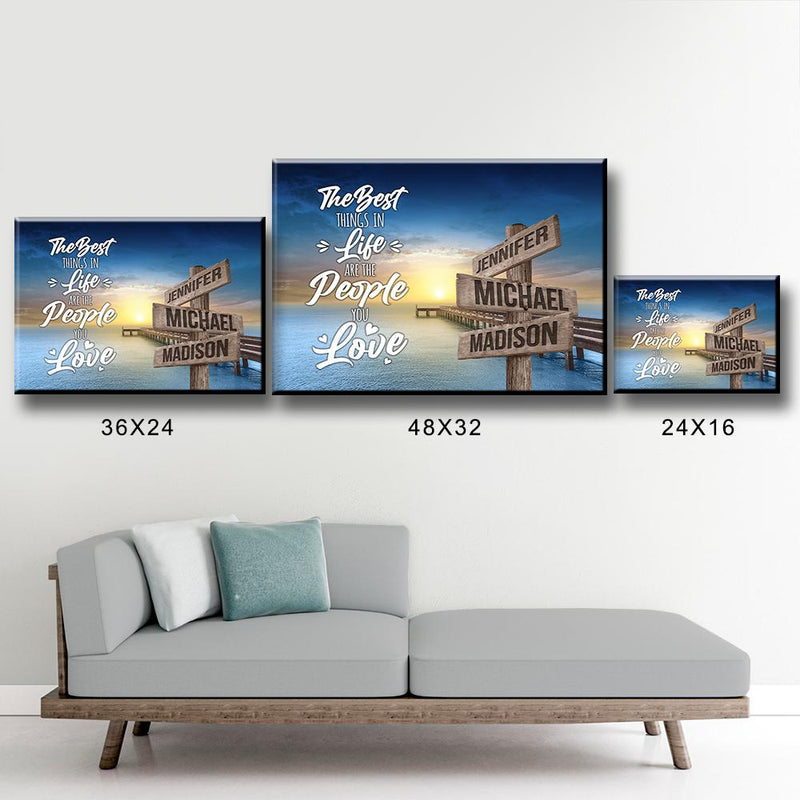 Ocean Dock Color Saying 3 Multi-Names Premium Canvas