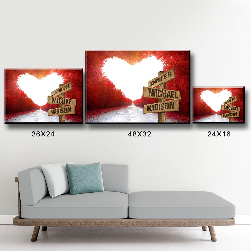 Red Heart Road Multi-Names Premium Canvas