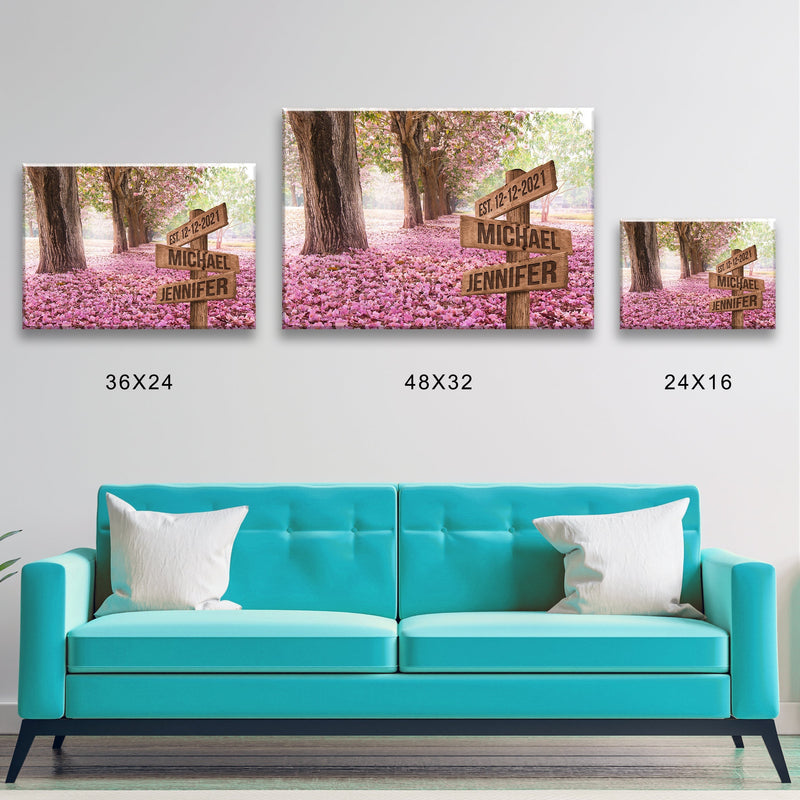 Pink Petal Lane Names Premium Canvas