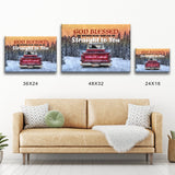 Old Truck Winter Road Christmas Premium Canvas