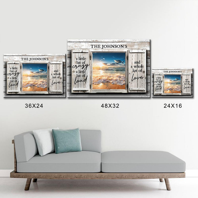 Ocean Sunset Color Wood Shutters Premium Canvas Saying 2