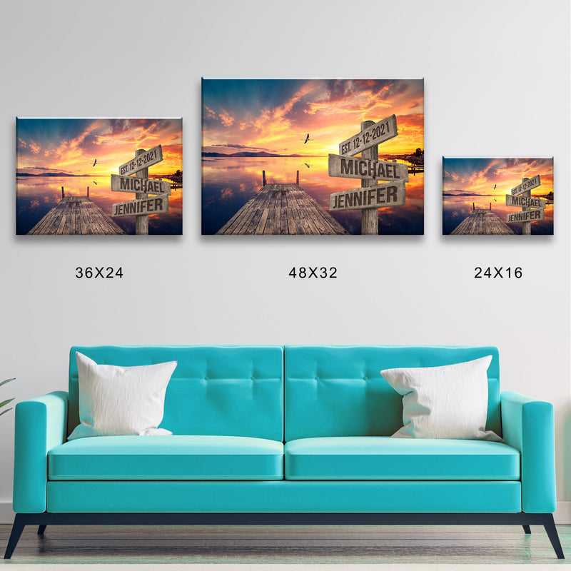 Sunset Dock Names Premium Canvas