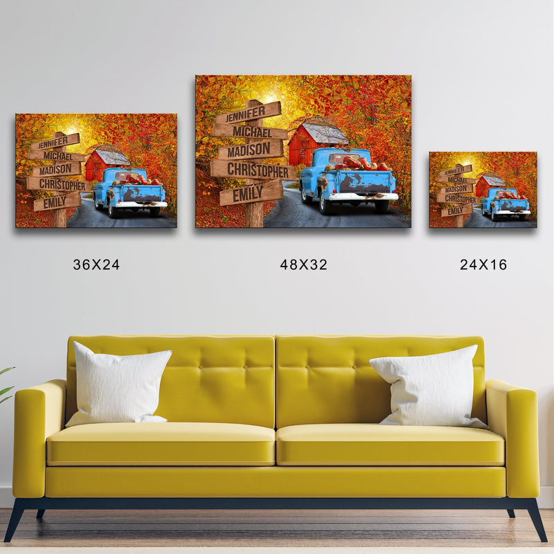 Old Truck Barn 2 Multi-Names Premium Canvas