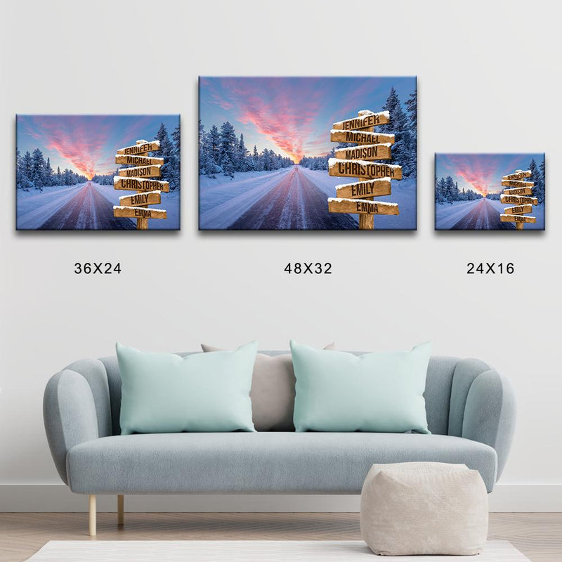 Winter Dawn Road Multi-Names Premium Canvas