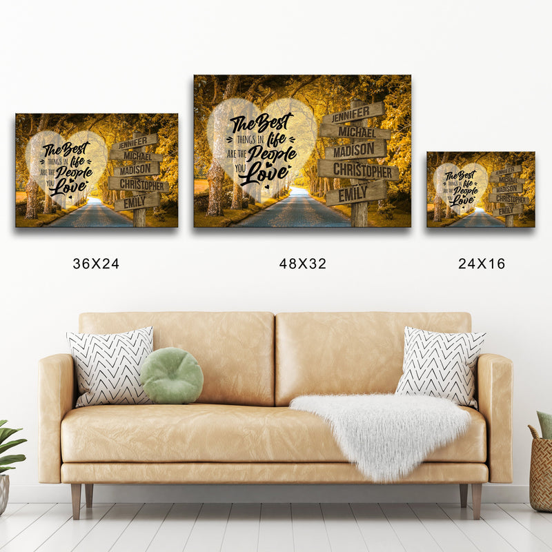 Autumn Yellow Road Saying 3 Multi-Names Premium Canvas