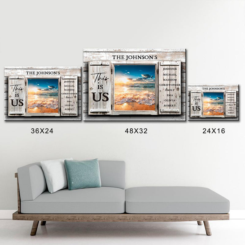 Ocean Sunset Color Wood Shutters Multi-Names Premium Canvas